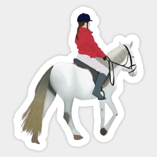 Girl Riding White Horse Sticker